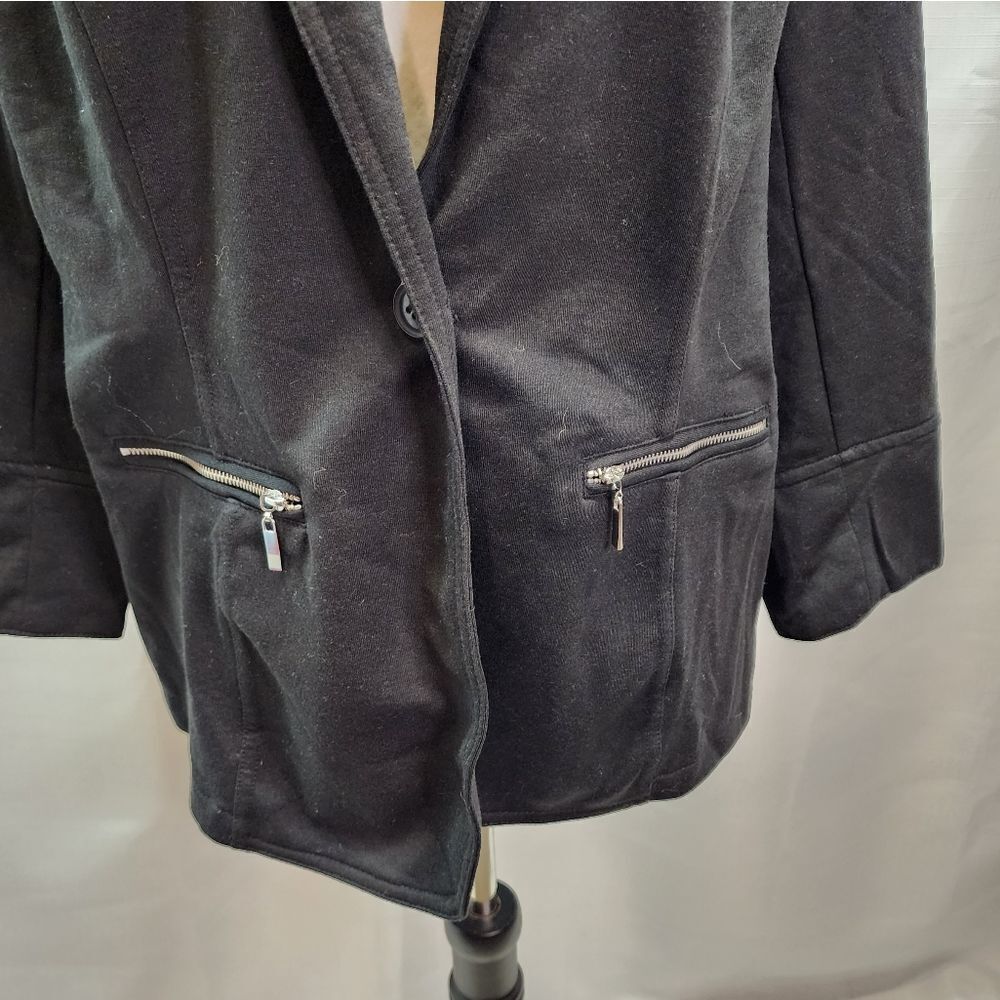 Cavalini Outerwear Black Button Closure Soft Shell Blazer Size 2X - Picture 4 of 11